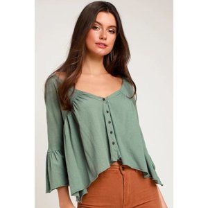 Free People Sweet Little Tee in Moss. XS, S